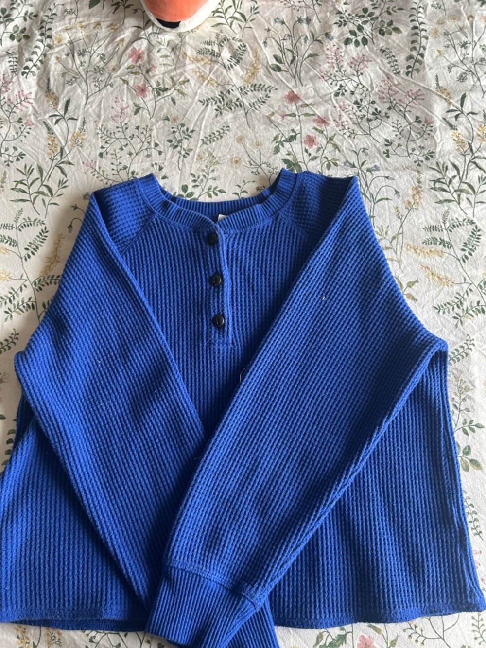 Old Navy Royal Blue Waffle-Knit Henley Sweater - Women